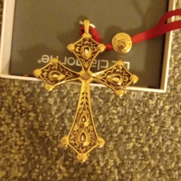 Liz Claiborne cross christmas tree ornament 2018 purple and pink gold to… - Picture 5 of 6